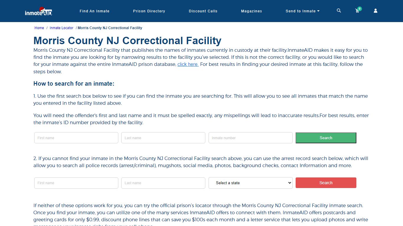 Morris County NJ Correctional Facility - InmateAid